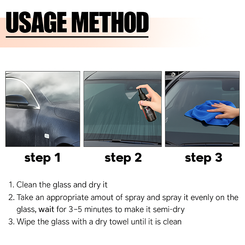 Car Glass Anti-Fog Spray (Buy 1 Get 1 Free + FREE Sponge!)